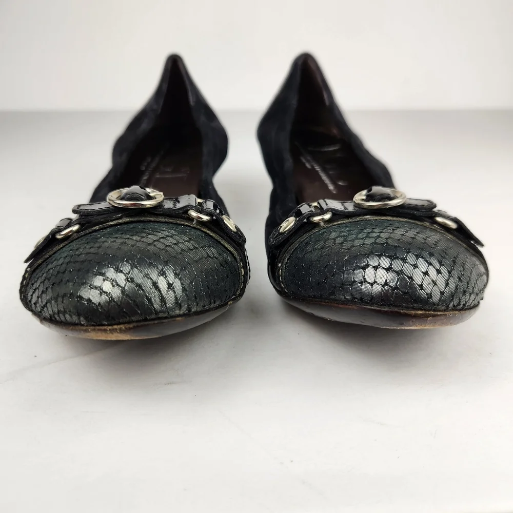 AGL Attilio Giusti Leomaran Monica Snake Cap Toe Leather Ballet Flats Italy